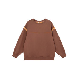 NIHAOKANONG | Áo Hoodie cổ tròn màu khối dáng rộng
