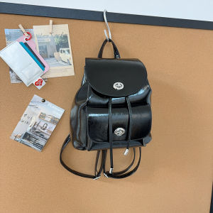 Delena Vintage Oil Wax Leather Double Shoulder Bag Women 2024 New Large Capacity Bucket Bag High-end Texture Niche Commuter Backpack