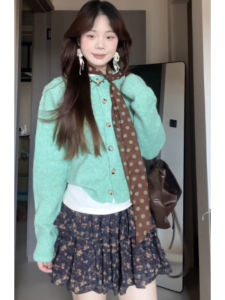 YUEZHONGWEI | Chic Green Casual Knitted Cardigan