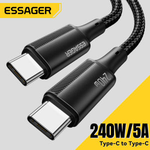 Essager 240W Type C to C Cable PD Fast Charging Type-C Cable Supports Data Transfer Compatible with MacBook iPad IPhone Huawei Samsung