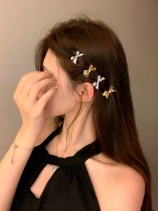 Silver Butterfly Knot Mini Hair Clips for Women Side Hairpin Seamless Bangs Small Hair Accessories Japan Korea Style Alloy Material