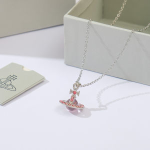 Exquisite Luxury Saturn Glass Ball ORB Necklace Sweater Chain 3D Advanced Epoque Fashion Jewelry Clavicle Chain Accessory