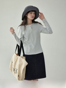 Original AMUU Japanese Style Knitted Stripe T-Shirt Womens Base Shirt Lace Trim Spring Vintage Top Cotton 95% Spandex 5%