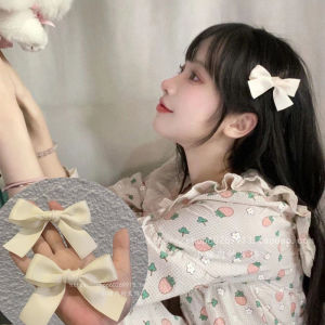 Milky White Bows a Pair of Hairclips Girl Versatile Partysu Hair Accessories Duckbill Clip Cute Pink Barrettes Age-Reducing Headdress