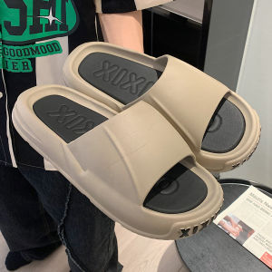 Thin Stripe Trendy Cool Personality Graffiti Slippers Mens and Womens Summer Outwear Internet Celebrity Ins Trendy Soft Bottom Beach Shoes