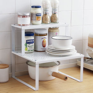 Cabinet Shelf Spice Rack Kitchen Pantry Counter Desktop Storage Shelf Organizer Metal Plate Shelf Bathroom Shelf Desk Organizer