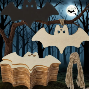 Halloween Crafts for Kids: DIY Wooden Painting Kit - Spider Bat & Pumpkin Ornaments for Home Party Decor Hanging Gifts