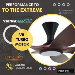 PO ECO CYCLONE VSPEC-III RS 5Blades Cherry Wood Hugger SMART WIFI  EC Motor Ceiling FAN 48/62in Dimmable 3-Tones LED Light Google Tuya Smart life