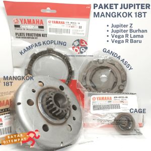 Hemat Paket Mangkok Ganda Jupiter Z 18T + Pelat Kopling + Kampas Ganda Assy + Cage Jupiter Z Burhun