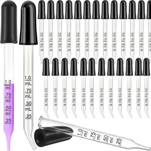 Glass Pipette Dropper Ear and Eye Dropper with Bent & Straight Tips 1 ml Droppers for Essential Oils Lab Crafts Measuring
