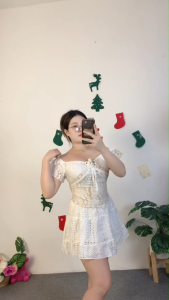 ชุดเซ็ตเสื้อผูกโบว์+กระโปรงสั้น สไตล์สุดเก๋