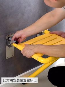 Kursi Dinding Lipat Anti Slip Kursi Kamar Mandi Lansia Stainless Steel Luminous Kursi Tempel Dinding