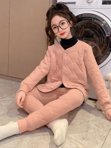 Thickened Fleece Warmth Childrens Underwear Set School Uniform Winter Home Clothes Cotton Inner Wear for Girls Kids