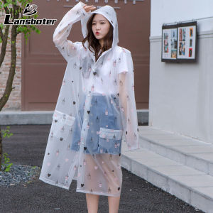 Lansboter Áo Mưa Chống Thấm Nước Cho Nam Và Nữ [1 Gói] Áo Mưa EVA Dễ Mang Đi Áo Mưa Poncho Tái Sử Dụng Có Mũ Trùm Đầu