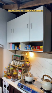 Wooden Wall Mounted Kitchen Cabinet with Open Shelf for Kitchen Dining Room Bathroom - Large Storage Moisture Resistant Easy Install Durable