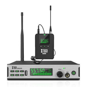 XTUGA SEM100 UHF Stereo Wireless In Ear Monitor System Audio Transmitter With 2 Bodypack Receiver Professional Used for DJ Concert Stage Performance Music Monitoring
