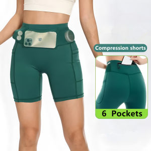 Women Quick Drying Marathon Running Shorts with Waist Pack Compression Cycling Tights Jogging Yoga Fitness Outdoor Sports Shorts