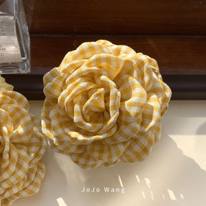 ตัวคุมผมลายสก็อตดอกไม้ขนาดใหญ่เรียบง่าย สไตล์ Ins ประดับผมสุดหรูหรา ตัวคุมผมแบบลำลองสำหรับเริ่มต้นฤดูใบไม้ผลิ