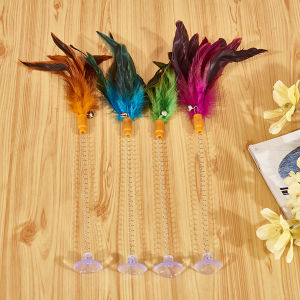 Pet Toy Cat Teaser Colorful Feather Stick Swing Funny Toys