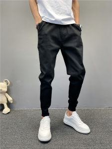 Quần Jeans Denim Co Giãn Ôm Vừa Màu Đen Cho Nam Quần Thường Ngày Phong Cách Harem Quần 9 Phút Thời Trang Xuân Thu