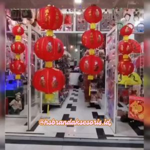 (1PASANG) LAMPION IMLEK MERAH / LAMPION IMLEK ANAK MEIMEI KOKO / LAMPION KAIN MERAH / LENTERA IMLEK DEKORASI IMLEK