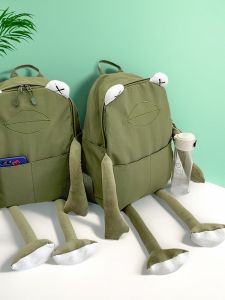 Túi Xách Hình Ếch Xanh Nhật Bản Cho Nữ Sinh Tiểu Học Trung Học Phổ Thông Đại Học Túi Đeo Vai Đôi Mềm Chống Thấm Nước