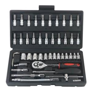 46-Piece Ratchet Wrench Tool Set Hex and Cross Screwdriver Bits