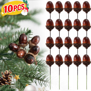 20ชิ้นลูกโอ๊กเทียมขนาดเล็กถั่วปลอมลูกสนลำต้นเบอร์รี่ของตกแต่งต้นไม้คริสต์มาส