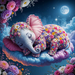 Huacan Diamond Painting Elephant Full Square Round Mosaic Flower Craft Kit Gift Room Decoration