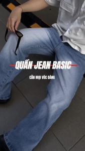 Quần jean quần bò nam nữ ống rộng SUN 95 màu XANH WASH nửa cạp chun dễ phối đồ theo phong cách hàn quốc