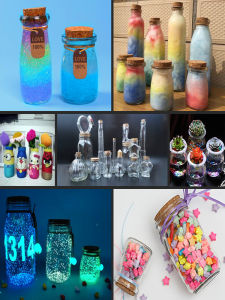 Starry Sky Rainbow Jelly Glass Bottle Drifting Bottle Dumpling Bottle Frankincense Stopper DIY Creative Home Decor Lucky Star