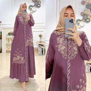 EM Gamis Bordir Crinkle airflow - Gamis Bordir - Gamis Cringkel - Gamis Dewasa