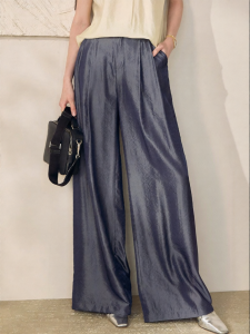 Roey s house | Quần Tây Rộng Phong Cách Thư thái Cao Waist Satin Dài
