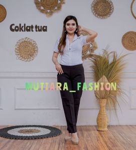 Celana kantor wanita pinggang karet size S M L XL XXL 3XL 4XL 5XL