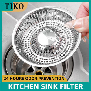Rapid Drainage Kitchen Sink Drain Strainer Pushbutton Switch Design Basket And Odor Filter Sink Plug Easy Clean