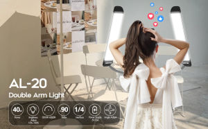 3000-6000K 40W LED แขนคู่เติมไฟ พร้อมหน้าจอ LCD สำหรับ Photo Studio Live Broadcast - AMBITFUL