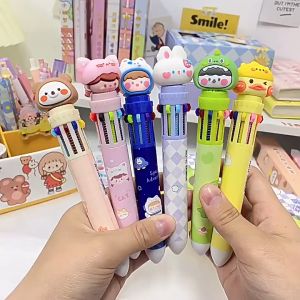 Pena Pulpen 10 Warna Rainbow Motif Karakter Lucu Sekolah Kantor STY7006