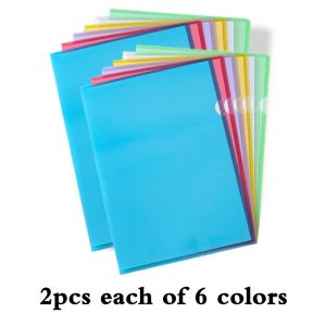 12pcs File Folder A4 Paper Display Transparent File Bag Clear Document Folders L Type Project Pockets Paper Organizer For School Office Stationery