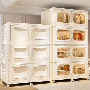 Foldable No-Install Childrens Snack Toy Storage Cabinet Wardrobe Kitchen Tools Set Lightweight  Style Japanese Design