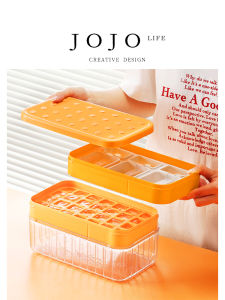Jojos LpD.Jade Silicone Ice Tray Kitchen Tool for Freezer Ice Making Storage Box Push down Design Ice Mold for Beverage