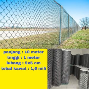 KAWAT HARMONIKA GALVANIS 1 ROLL LUBANG 5 CM PANJANG 25 METER TINGGI 1 METER