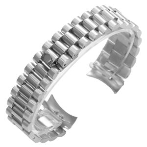 Silver Curved End Stainless Steel Watch Strap 20mm for Rolex for Oyster Watchband Folding Buckle Bracelet Mens Metal Wristband
