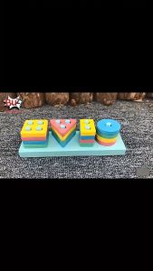 Mainan Anak Kayu Geometri Bentuk Montessori Sensory Basic Shape