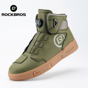 【Local Delivery】ROCKBROS Motorcycle shoes for Men Riding Sneakers Protective Ankle Boots with Rotary Buckle Anti-slip Motorcycle Middle Cut Thickened gear pad Motors Footwear