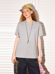 เสื้อยืดแขนสั้น BEETLE TOWN สำหรับผู้หญิง สไตล์อเมริกัน ทรงเข้ารูป ระบายอากาศได้ดี ดีไซน์พิมพ์ลาย เสื้อผ้าทำงานฤดูร้อน