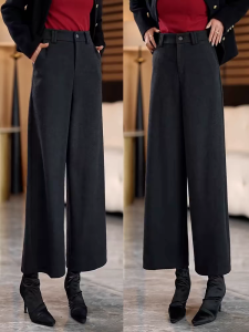 High Waist Wool Wide Leg Pants Womens 2025 New Style Slimming Drapey Straight Casual Trousers Nine Points Commute Wind
