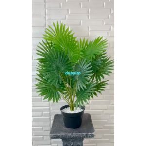 Pohon Daun Palem Kipas Sadeng X18 Semi Latex Artificial Pot Dasar Hitam Plastik Tanaman Hias Pajangan Rumah Dekorasi Ruangan Aesthetic