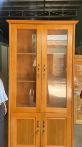 [GIAO HCM MIỄN SHIP] Tủ hồ sơ kính gỗ sồi nâu có bánh xe