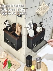 Wall Mounted Stainless Steel Kitchen Utensil Storage Rack