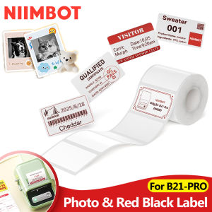 NiiMbot B21 Pro Thermal Printer Photo Paper Sticker Red Black Label Paper 300DPI HD Printing for Picture Warning Signs Supermark